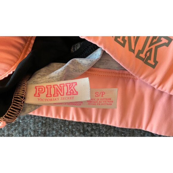 Pink Victoria's‎ Secret Strappy Back Sports Workout Bra Women Small Peach/Black - Picture 5 of 6